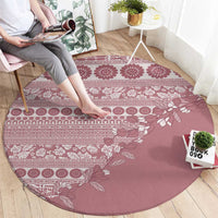 Fiji Marau na Kerisimasi Round Carpet Dusty Rose Tagimoucia Tapa Masi Tribal - Polynesian Pride