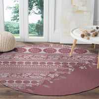 Fiji Marau na Kerisimasi Round Carpet Dusty Rose Tagimoucia Tapa Masi Tribal - Polynesian Pride