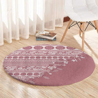 Fiji Marau na Kerisimasi Round Carpet Dusty Rose Tagimoucia Tapa Masi Tribal - Polynesian Pride
