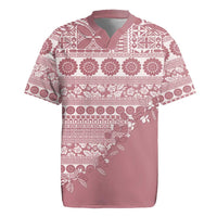 Fiji Marau na Kerisimasi Rugby Jersey Dusty Rose Tagimoucia Tapa Masi Tribal LT9 Pink - Polynesian Pride