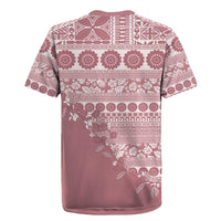 Fiji Marau na Kerisimasi Rugby Jersey Dusty Rose Tagimoucia Tapa Masi Tribal - Polynesian Pride