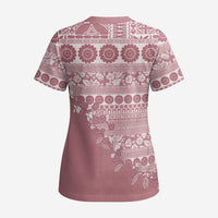Fiji Marau na Kerisimasi Scrub Top Dusty Rose Tagimoucia Tapa Masi Tribal - Polynesian Pride