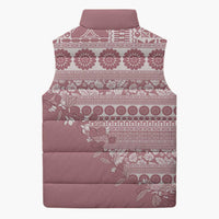 Fiji Marau na Kerisimasi Sleeveless Puffer Jacket Dusty Rose Tagimoucia Tapa Masi Tribal - Polynesian Pride