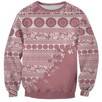 Fiji Marau na Kerisimasi Sweatshirt Dusty Rose Tagimoucia Tapa Masi Tribal - Polynesian Pride