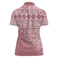 Fiji Marau na Kerisimasi Women Polo Shirt Dusty Rose Tagimoucia Tapa Masi Tribal - Polynesian Pride