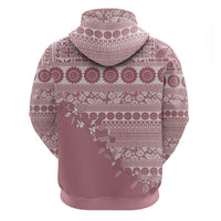 Fiji Marau na Kerisimasi Zip Hoodie Dusty Rose Tagimoucia Tapa Masi Tribal - Polynesian Pride