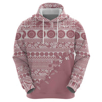 Fiji Marau na Kerisimasi Zip Hoodie Dusty Rose Tagimoucia Tapa Masi Tribal - Polynesian Pride
