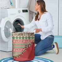 Fiji Marau na Kerisimasi Laundry Basket Red Tagimoucia Tapa Masi Tribal - Polynesian Pride