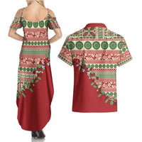 Fiji Marau na Kerisimasi Couples Matching Summer Maxi Dress and Hawaiian Shirt Red Tagimoucia Tapa Masi Tribal - Polynesian Pride