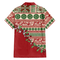 Fiji Marau na Kerisimasi Family Matching Long Sleeve Bodycon Dress and Hawaiian Shirt Red Tagimoucia Tapa Masi Tribal - Polynesian Pride