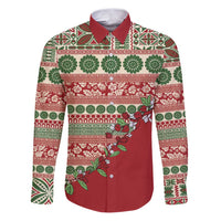 Fiji Marau na Kerisimasi Family Matching Puletasi and Hawaiian Shirt Red Tagimoucia Tapa Masi Tribal - Polynesian Pride