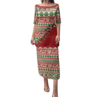 Fiji Marau na Kerisimasi Family Matching Puletasi and Hawaiian Shirt Red Tagimoucia Tapa Masi Tribal - Polynesian Pride