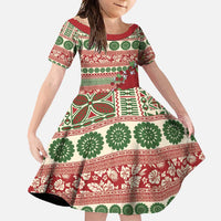 Fiji Marau na Kerisimasi Family Matching Summer Maxi Dress and Hawaiian Shirt Red Tagimoucia Tapa Masi Tribal - Polynesian Pride