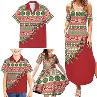 Fiji Marau na Kerisimasi Family Matching Summer Maxi Dress and Hawaiian Shirt Red Tagimoucia Tapa Masi Tribal - Polynesian Pride