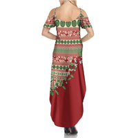 Fiji Marau na Kerisimasi Family Matching Summer Maxi Dress and Hawaiian Shirt Red Tagimoucia Tapa Masi Tribal - Polynesian Pride