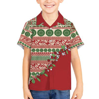 Fiji Marau na Kerisimasi Family Matching Tank Maxi Dress and Hawaiian Shirt Red Tagimoucia Tapa Masi Tribal - Polynesian Pride