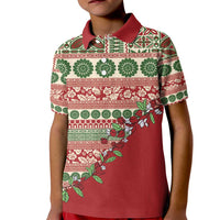 Fiji Marau na Kerisimasi Kid Polo Shirt Red Tagimoucia Tapa Masi Tribal LT9 Kid Red - Polynesian Pride