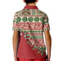 Fiji Marau na Kerisimasi Kid Polo Shirt Red Tagimoucia Tapa Masi Tribal LT9 - Polynesian Pride