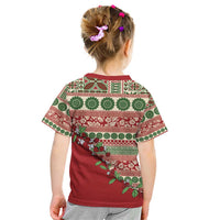 Fiji Marau na Kerisimasi Kid T Shirt Red Tagimoucia Tapa Masi Tribal LT9 - Polynesian Pride