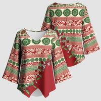 Fiji Marau na Kerisimasi Kimono Sleeve Blouse Red Tagimoucia Tapa Masi Tribal - Polynesian Pride