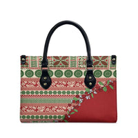 Fiji Marau na Kerisimasi Leather Bag Red Tagimoucia Tapa Masi Tribal - Polynesian Pride