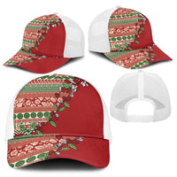 Fiji Marau na Kerisimasi Mesh Trucker Cap Red Tagimoucia Tapa Masi Tribal LT9 - Polynesian Pride