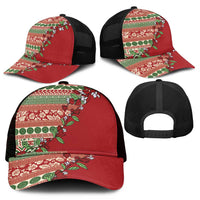 Fiji Marau na Kerisimasi Mesh Trucker Cap Red Tagimoucia Tapa Masi Tribal LT9 - Polynesian Pride