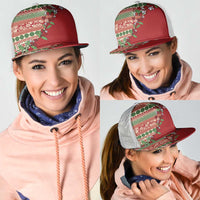 Fiji Marau na Kerisimasi Mesh Trucker Cap Red Tagimoucia Tapa Masi Tribal LT9 - Polynesian Pride
