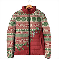 Fiji Marau na Kerisimasi Padded Jacket Red Tagimoucia Tapa Masi Tribal - Polynesian Pride