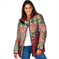 Fiji Marau na Kerisimasi Padded Jacket Red Tagimoucia Tapa Masi Tribal - Polynesian Pride