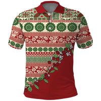 Fiji Marau na Kerisimasi Polo Shirt Red Tagimoucia Tapa Masi Tribal LT9 Red - Polynesian Pride