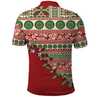 Fiji Marau na Kerisimasi Polo Shirt Red Tagimoucia Tapa Masi Tribal LT9 - Polynesian Pride