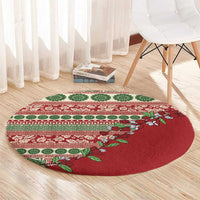 Fiji Marau na Kerisimasi Round Carpet Red Tagimoucia Tapa Masi Tribal - Polynesian Pride