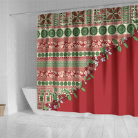 Fiji Marau na Kerisimasi Shower Curtain Red Tagimoucia Tapa Masi Tribal - Polynesian Pride