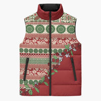 Fiji Marau na Kerisimasi Sleeveless Puffer Jacket Red Tagimoucia Tapa Masi Tribal - Polynesian Pride