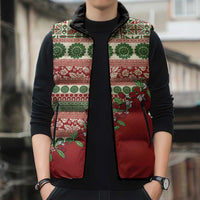 Fiji Marau na Kerisimasi Sleeveless Puffer Jacket Red Tagimoucia Tapa Masi Tribal - Polynesian Pride