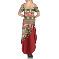 Fiji Marau na Kerisimasi Summer Maxi Dress Red Tagimoucia Tapa Masi Tribal LT9 - Polynesian Pride