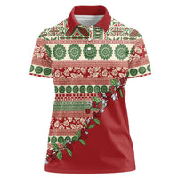 Fiji Marau na Kerisimasi Women Polo Shirt Red Tagimoucia Tapa Masi Tribal - Polynesian Pride