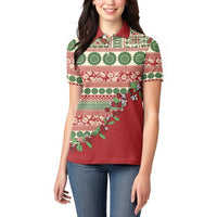 Fiji Marau na Kerisimasi Women Polo Shirt Red Tagimoucia Tapa Masi Tribal - Polynesian Pride