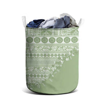 Fiji Marau na Kerisimasi Laundry Basket Sage Green Tagimoucia Tapa Masi Tribal - Polynesian Pride
