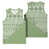 Fiji Marau na Kerisimasi Basketball Jersey Sage Green Tagimoucia Tapa Masi Tribal - Polynesian Pride