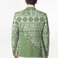 Fiji Marau na Kerisimasi Blazer Sage Green Tagimoucia Tapa Masi Tribal - Polynesian Pride