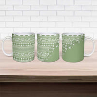 Fiji Marau na Kerisimasi Ceramic Mug Sage Green Tagimoucia Tapa Masi Tribal LT9 - Polynesian Pride