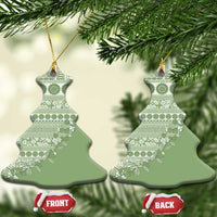 Fiji Marau na Kerisimasi Ceramic Ornament Sage Green Tagimoucia Tapa Masi Tribal - Polynesian Pride