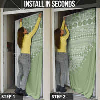 Fiji Marau na Kerisimasi Door Cover Sage Green Tagimoucia Tapa Masi Tribal - Polynesian Pride