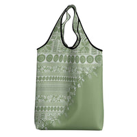 Fiji Marau na Kerisimasi Grocery Bag Sage Green Tagimoucia Tapa Masi Tribal - Polynesian Pride