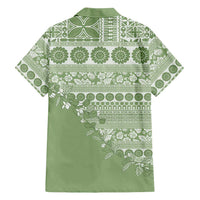 Fiji Marau na Kerisimasi Hawaiian Shirt Sage Green Tagimoucia Tapa Masi Tribal - Polynesian Pride