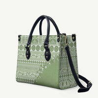 Fiji Marau na Kerisimasi Leather Bag Sage Green Tagimoucia Tapa Masi Tribal - Polynesian Pride