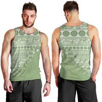 Fiji Marau na Kerisimasi Men Tank Top Sage Green Tagimoucia Tapa Masi Tribal - Polynesian Pride
