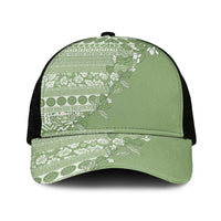 Fiji Marau na Kerisimasi Mesh Trucker Cap Sage Green Tagimoucia Tapa Masi Tribal - Polynesian Pride